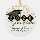 Afstuderen Black en Gold Ceramic Ornament (Voorkant)