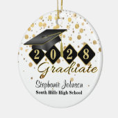 Afstuderen Black en Gold Ceramic Ornament (Links)