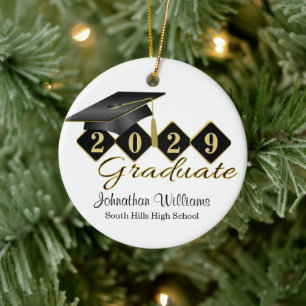 Afstuderen Black en Gold Classic Keramisch Ornament