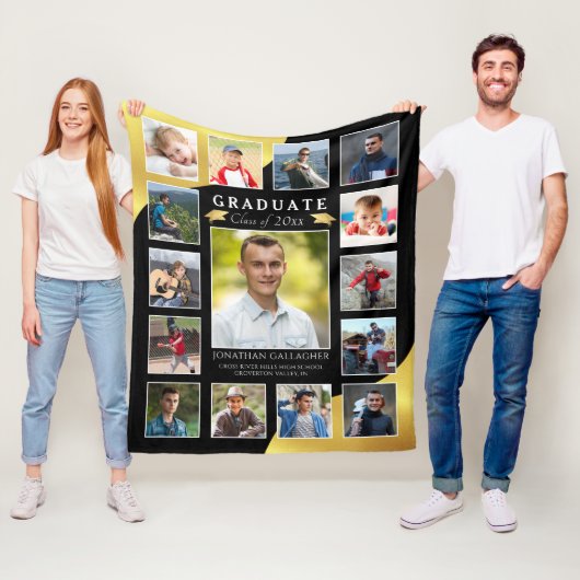 Afstuderen Black Gold 15 Photo Collage Fleece Deken (In situ)