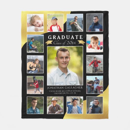 Afstuderen Black Gold 15 Photo Collage Fleece Deken (Voorkant)