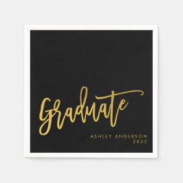 Afstuderen Black Gold Calligraphy Script Party Servet