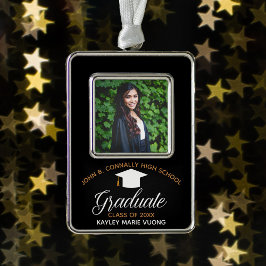 Afstuderen Black Gold Chic - aangepaste Afstuderen Verzilverd Omlijst Ornament