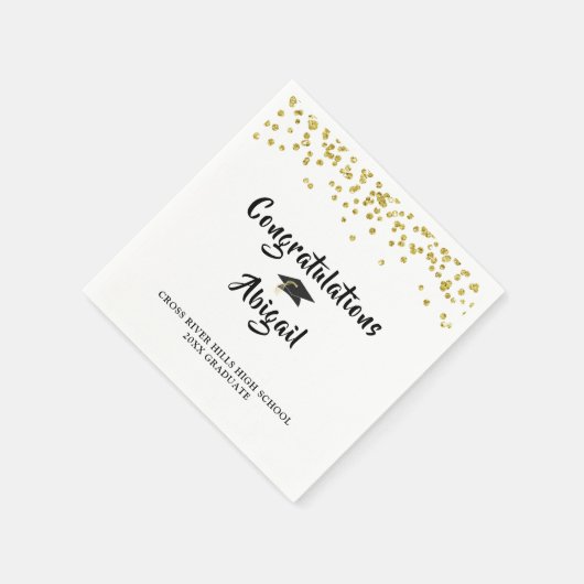 Afstuderen Black Gold Confetti Penseelscript Servet (Hoek)