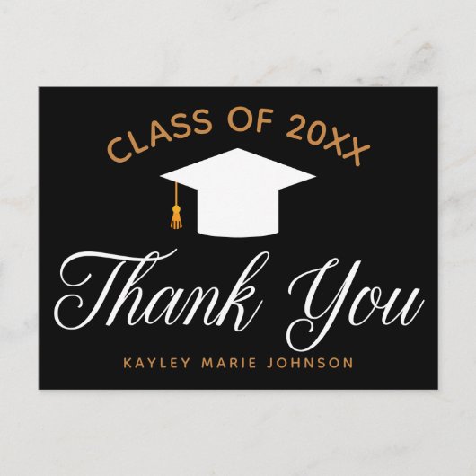 Afstuderen Black Gold Custom Class Hartelijk dank Briefkaart (Voorkant)
