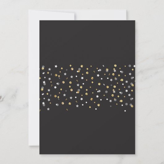 Afstuderen Black & Gold Invite Stars Confetti Kaart (Achterkant)