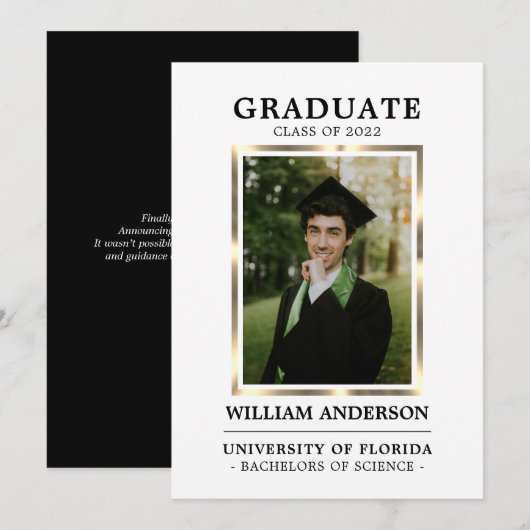 Afstuderen Black Gold Lijst klasse van het jaar |  Aankondiging (Voorkant / Achterkant)