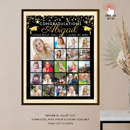 Afstuderen Black Gold Script 22 Photo Collage Foto Afdruk