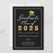 Afstuderen Black Gold Script Photo Class of 2023 Aankondiging (Voorkant)