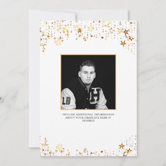 Afstuderen Black Gold Stars Foto Aankondiging (Achterkant)