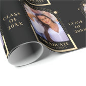 Afstuderen Black Gold Sun Moon Stars Afstudeerder  Cadeaupapier (Rol Hoek)