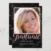 Afstuderen Black Marble Roos Script-foto Aankondiging (Voorkant / Achterkant)