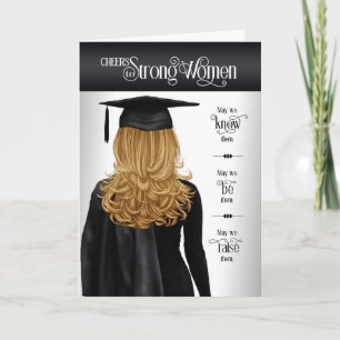 Afstuderen Black Pet en Gown Long Blonde Hair Kaart