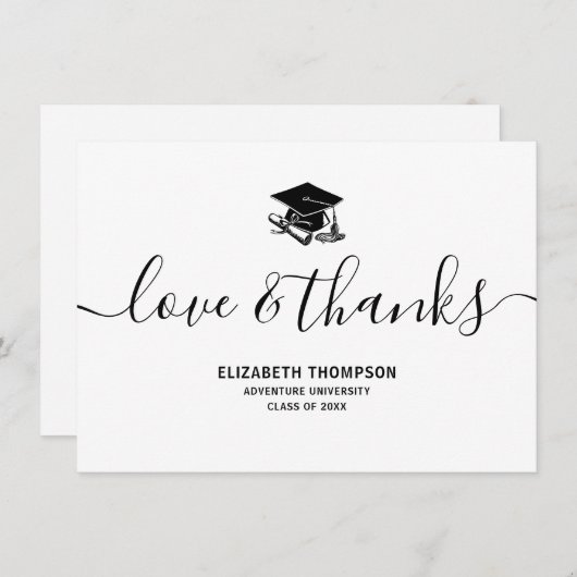 Afstuderen Black Pet Love & Bedankt Modern Script (Voorkant / Achterkant)