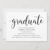 Afstuderen | Black Script Graduation Party Uitnodi Kaart (Voorkant)