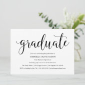 Afstuderen | Black Script Graduation Party Uitnodi Kaart (Staand voorkant)
