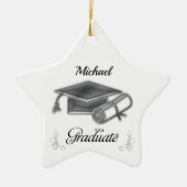 Afstuderen Black & Silver, Pet & diploma Keramisch Ornament (Voorkant)