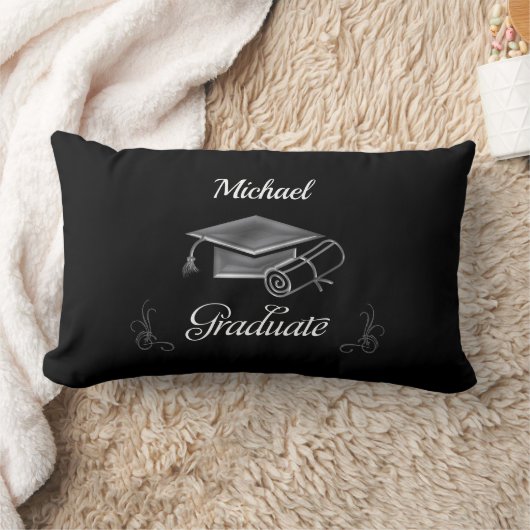 Afstuderen Black & Silver, Pet & diploma Kussen (Deken)