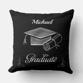 Afstuderen Black & Silver, Pet & diploma Kussen
