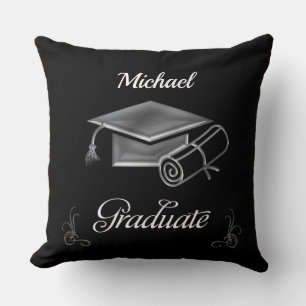 Afstuderen Black & Silver, Pet & diploma Kussen
