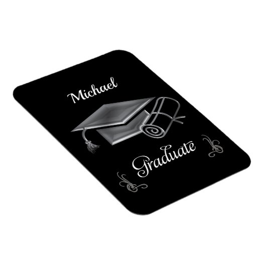 Afstuderen Black & Silver, Pet & diploma Magneet (Rechterzijde)