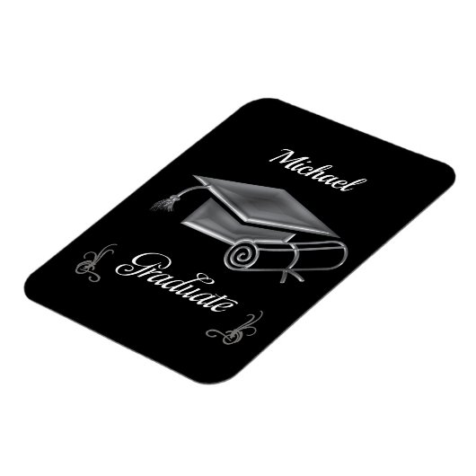 Afstuderen Black & Silver, Pet & diploma Magneet (Linkerzijde)