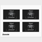 Afstuderen Black & Silver, Pet & diploma Rechthoekige Sticker (Vel)