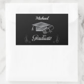Afstuderen Black & Silver, Pet & diploma Rechthoekige Sticker (Tas)