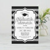 Afstuderen - Black Silver Stripes Kaart (Staand voorkant)