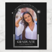 Afstuderen Black Silver Sun Moon Stars Afstudeerde Wijn Etiket (Enkel label)