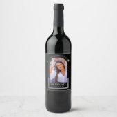 Afstuderen Black Silver Sun Moon Stars Afstudeerde Wijn Etiket (Voorkant)