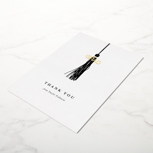Afstuderen Black Tassel Hartelijk dank voor Gold Folie Feestdagenkaart (Gedraaid)