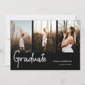 Afstuderen Black Three Photos Graduation Party Kaart (Voorkant)