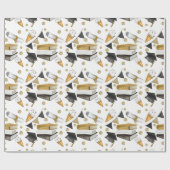 Afstuderen Black White en Gold Wrapping Paper Cadeaupapier (Vlak)