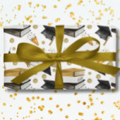 Afstuderen Black White en Gold Wrapping Paper Cadeaupapier