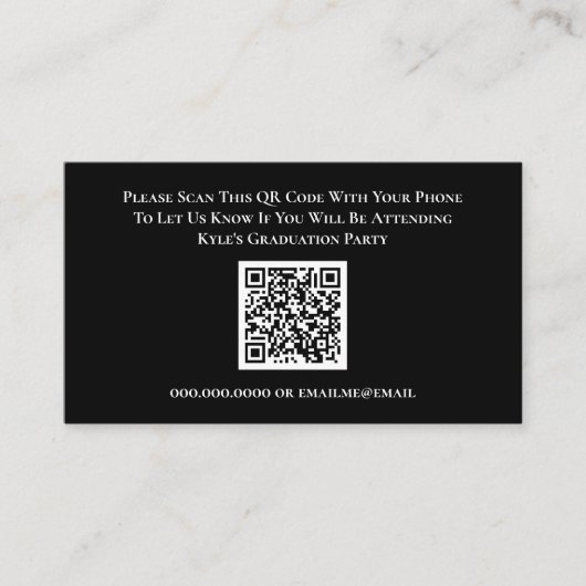Afstuderen Black White RSVP QR Code Response Kaart (Voorkant)