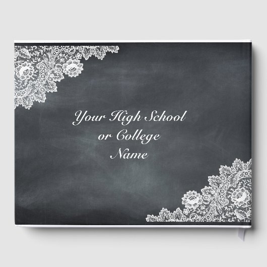 Afstuderen Blackboard & White Lace Foto Gastenboek (Achterkant)