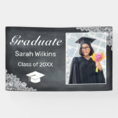 Afstuderen Blackboard & White Lace Foto Spandoek (Horizontaal)