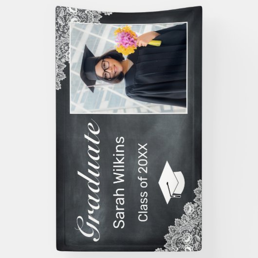 Afstuderen Blackboard & White Lace Foto Spandoek (Verticaal)