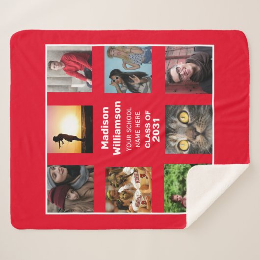 Afstuderen Blanket 8 Foto Collage Sherpa Deken (Voorkant (horizontaal))