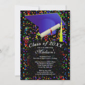 Afstuderen Blauw Afstudeerder Pet Diploma Confetti Kaart (Voorkant)