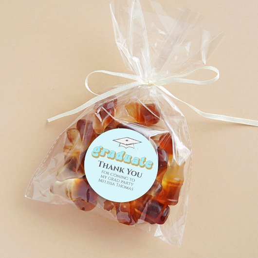 Afstuderen blauw Afstuderen Typografie Eenvoudig Ronde Sticker