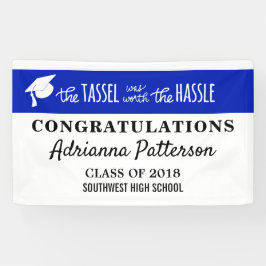 Afstuderen blauw | De Tassel was de Hassle waard Spandoek