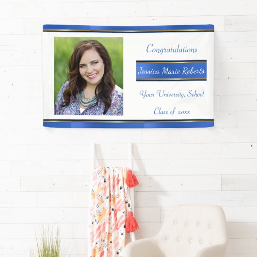 Afstuderen, Blauw, Douanefoto, Spandoek (Insitu)