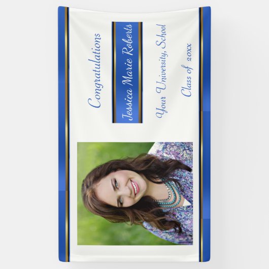 Afstuderen, Blauw, Douanefoto, Spandoek (Verticaal)