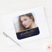 Afstuderen Blauw en gouden foto's Afstuderen Vierkante Sticker (Envelop)