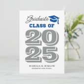Afstuderen blauw en grijs Afstuderen Aankondiging (Staand voorkant)