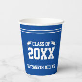 Afstuderen Blauw en Wit Afstudeerder Naam Klasse v Papieren Bekers (Achterkant)