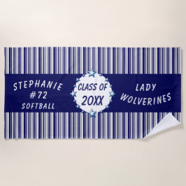 Afstuderen Blauw en Witte School Gepersonaliseerd Strandlaken