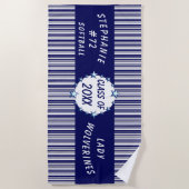 Afstuderen Blauw en Witte School Gepersonaliseerd Strandlaken (Voorkant)